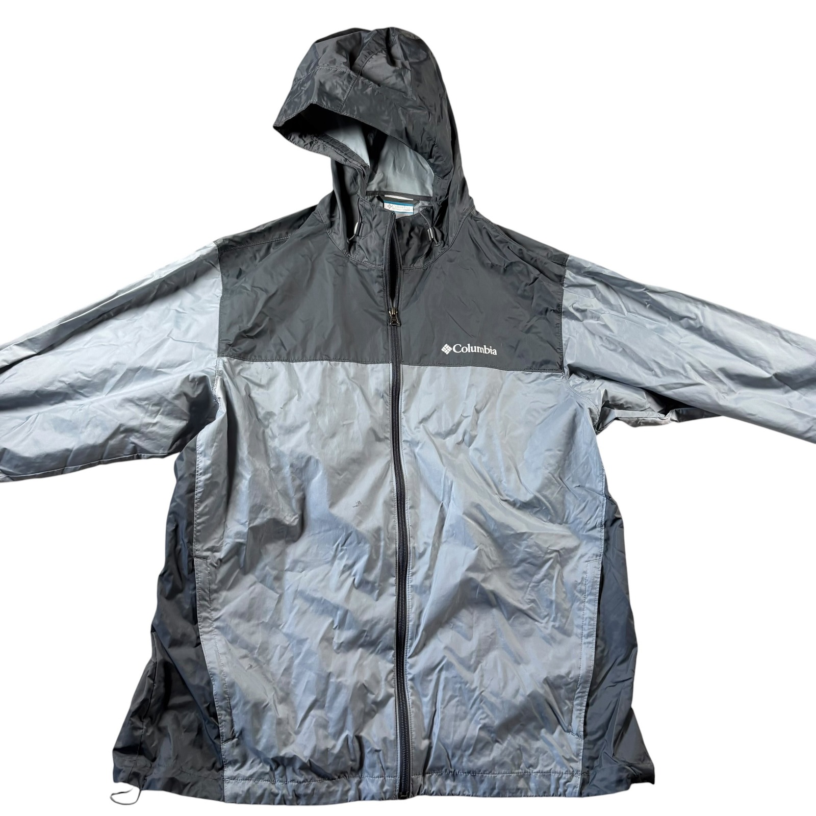 Columbia Windbreaker Jacket Mens Xl Gray Colorblock Hooded Lightweight Full Zip — image 2 of 8
